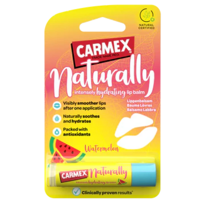 Carmex Naturally Watermelon Stick 4.25 g – Baume à Lèvres Naturel Hydratant