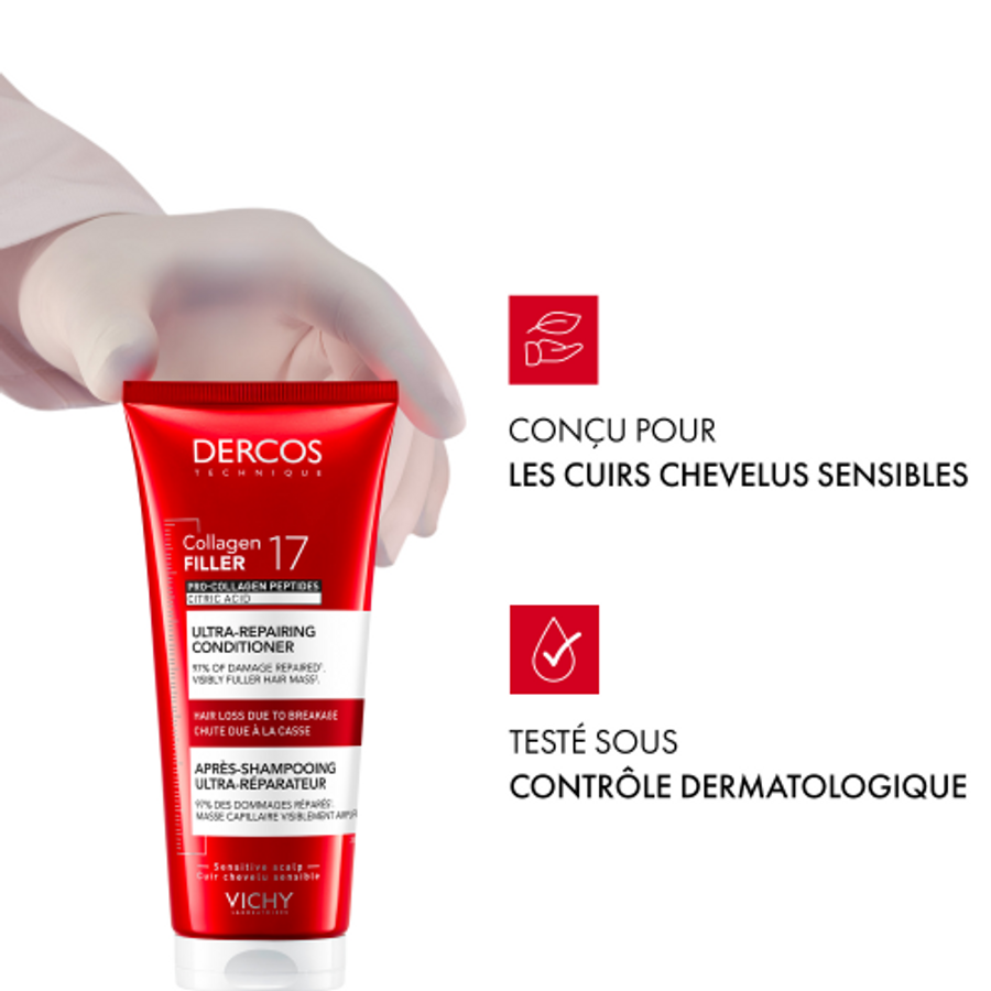 VICHY DERCOS APRÈS-SHAMPOOING ULTRA-RÉPARATEUR COLLAGEN 17 FILLER 200 ML