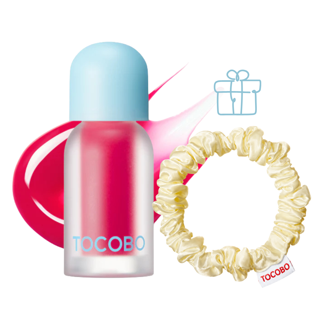 TOCOBO Juicy Berry Plumping Lip Oil 12 Cherry Ade = Hair scrunch offert