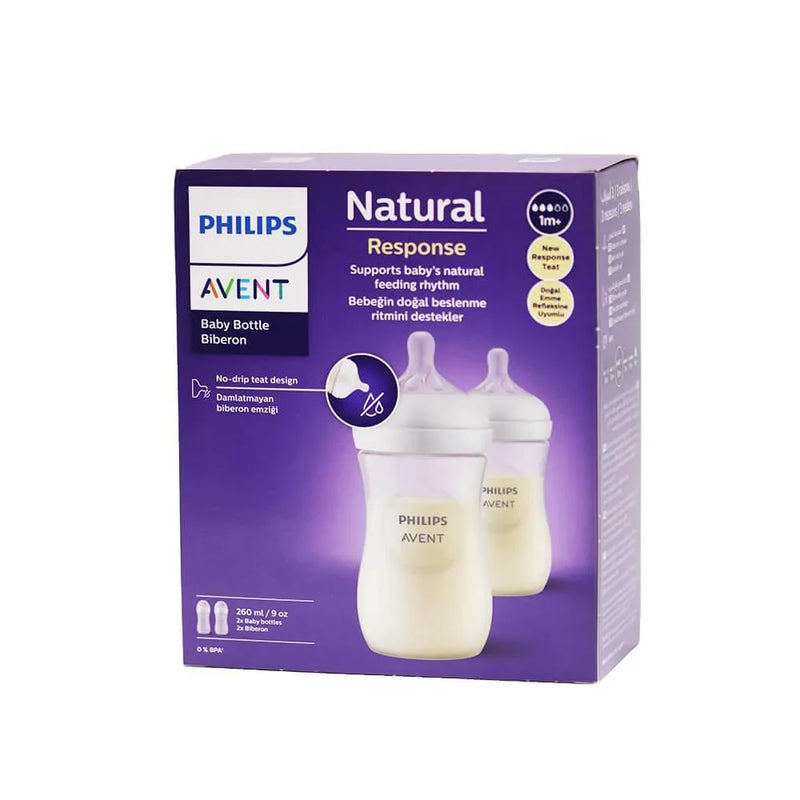 AVENT NATURAL RESPONSE PACK 2 BIBERONS 1MOIS+ 260ML-SCY903/02