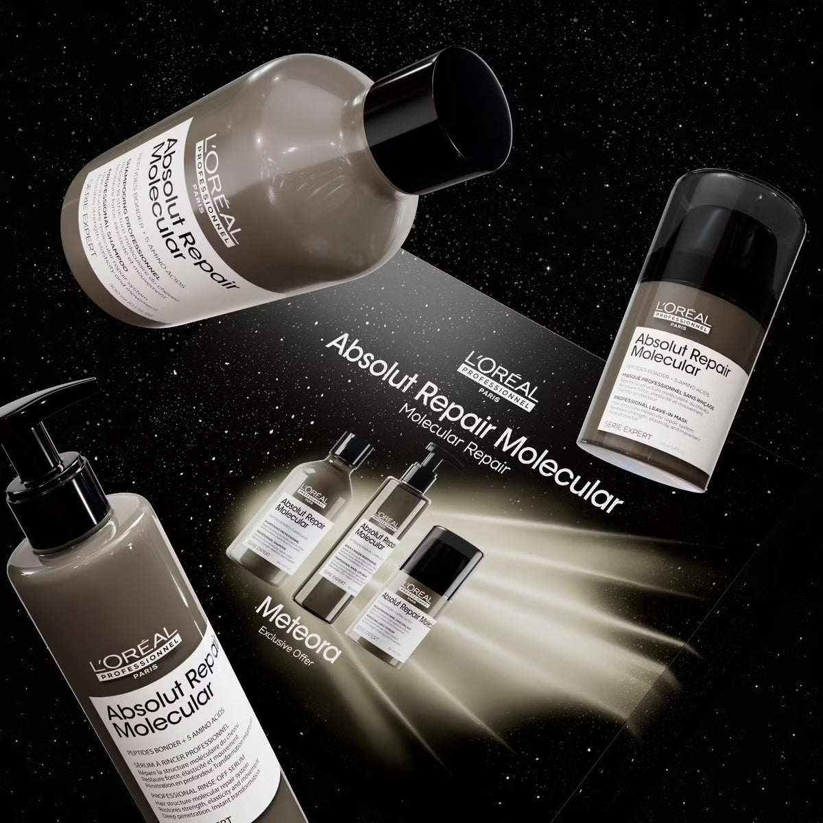 L'ORÉAL PROFESSIONNEL TRIO ABSOLUT REPAIR MOLECULAR SHP 300 ML + SÉRUM À RINCER 250 ML + LEAVE-IN 50 ML