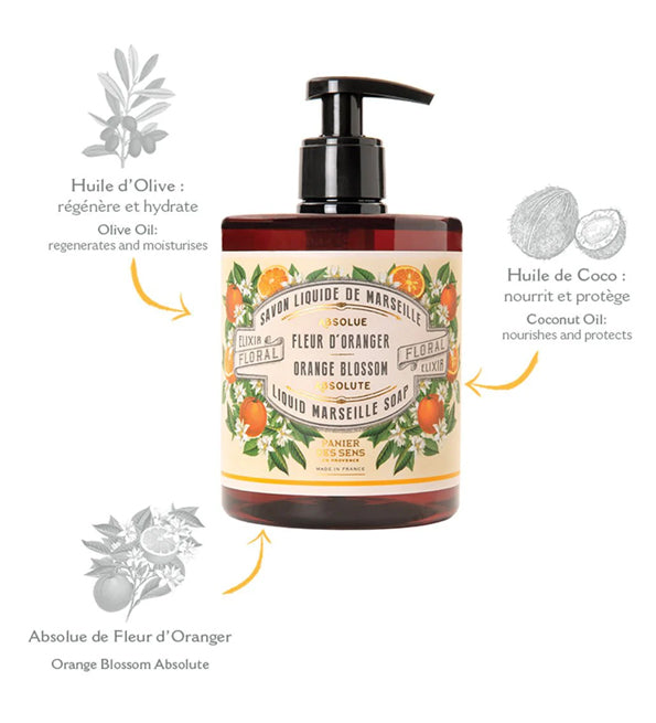PANIER DES SENS Savon de Marseille liquide Fleur d’Oranger 500ml