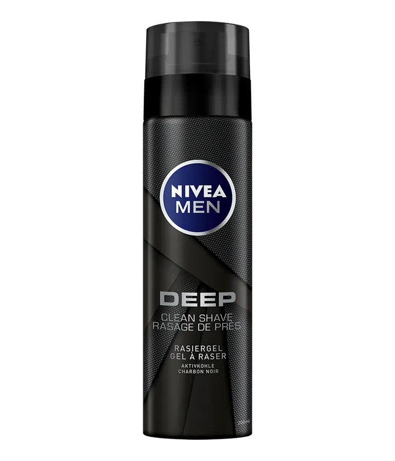 NIVEA MEN Gel à Raser Deep 200ml – Clean Shave au Charbon Actif