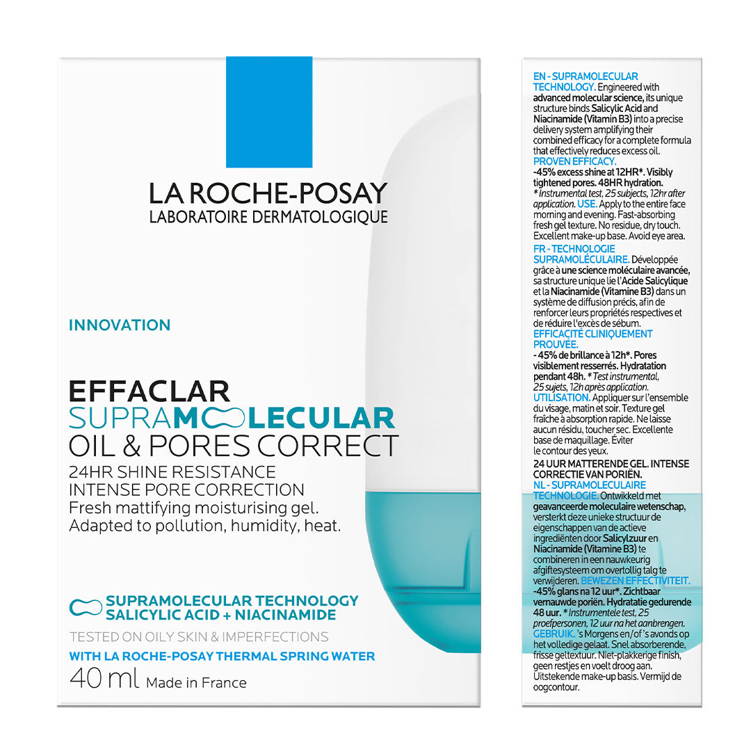 LA ROCHE-POSAY EFFACLAR SUPRAMOLECULAR CORRECTEUR SÉBUM ET PORES GEL FRAIS MATIFIANT HYDRATANT 40ML
