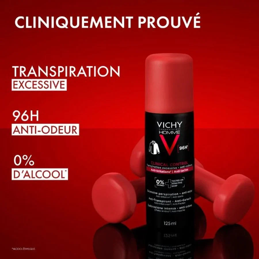VICHY Spray Clinical Control 96h anti-irritations et anti-taches - Homme - Aérosol| Tous types de peaux | 125ml