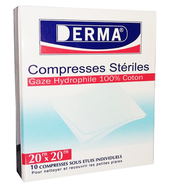 Derma Compresses Steriles 20 x 20cm – 10 Piéces