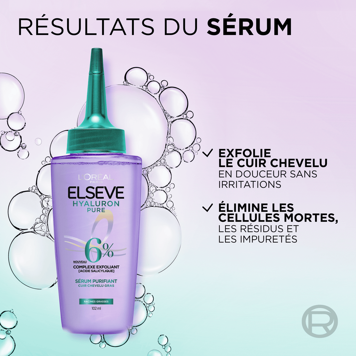 Elseve Routine Hyaluron Pure Shampooing Purifiant 72h 200ml + Démêlant 200ml + Sérum 102ml