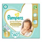 PAMPERS COUCHES PREMIUM EXTRA CARE TAILLE 1 (2-5 KG) 60 UNITÉS