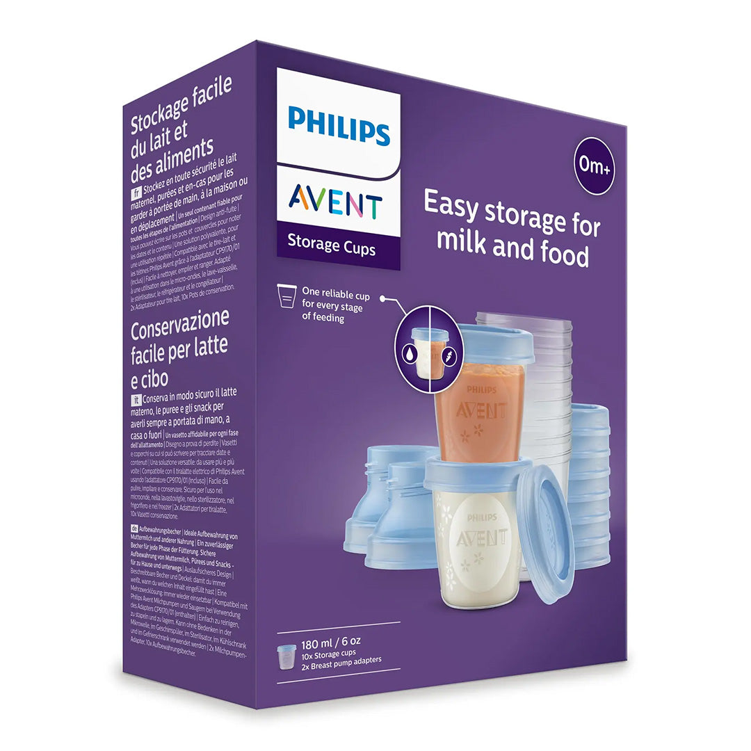 Philips Avent Gobelets de conservation du lait maternel réutilisables 0 mois + 180 ml x10