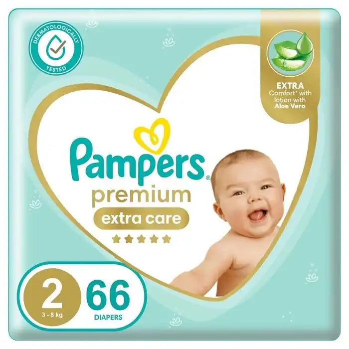 PAMPERS Couches Premium Extra Care Taille 2 (3-8kg) - 66 unités