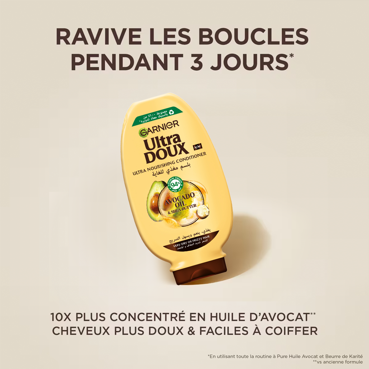 Garnier Ultra Doux Après-Shampooing Avocat Karité 200ML – Cheveux Secs et Abîmés