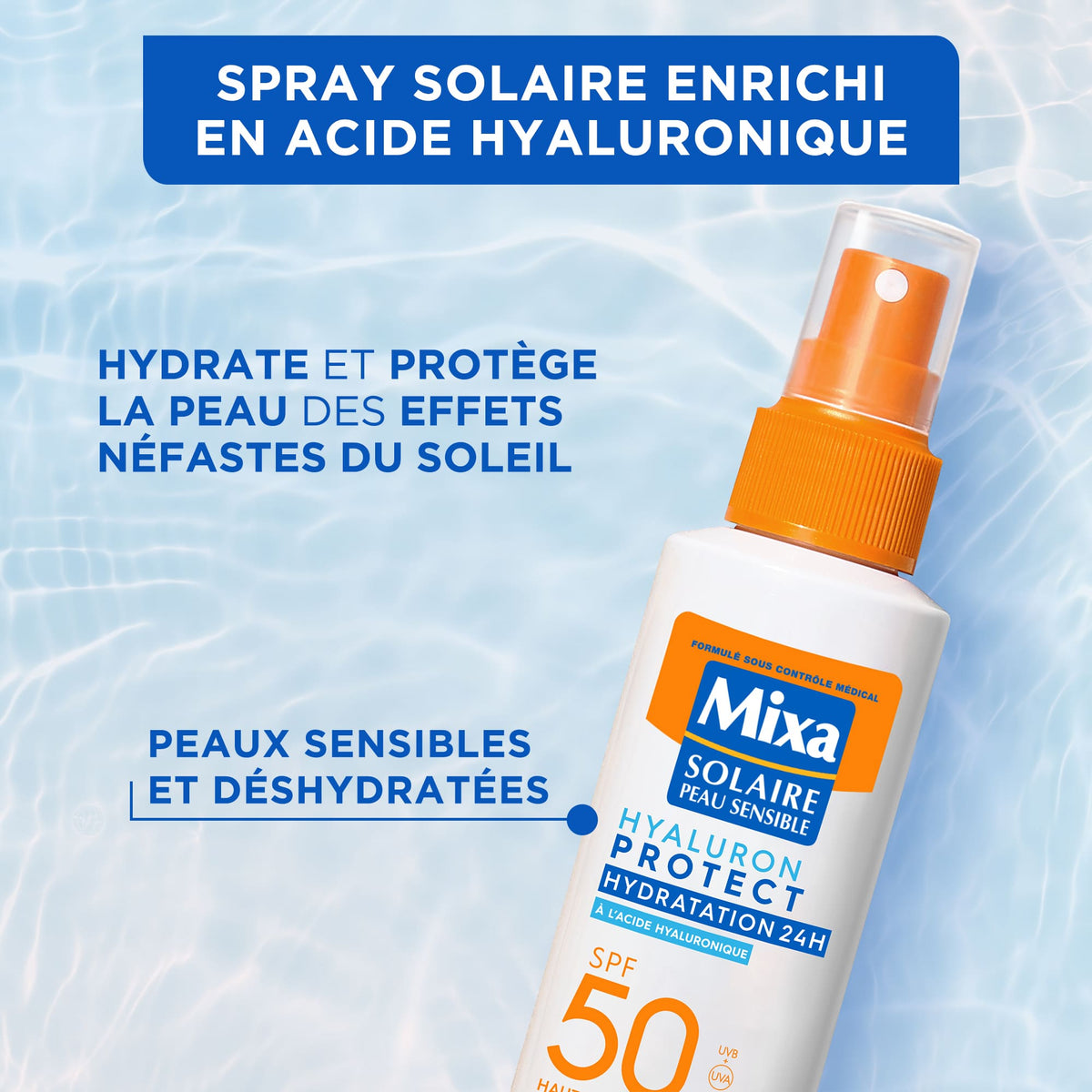 Mixa SOLAIRE HYALURON PROTECT PEAU SENSIBLES SPF50+ SPRAY 150ML