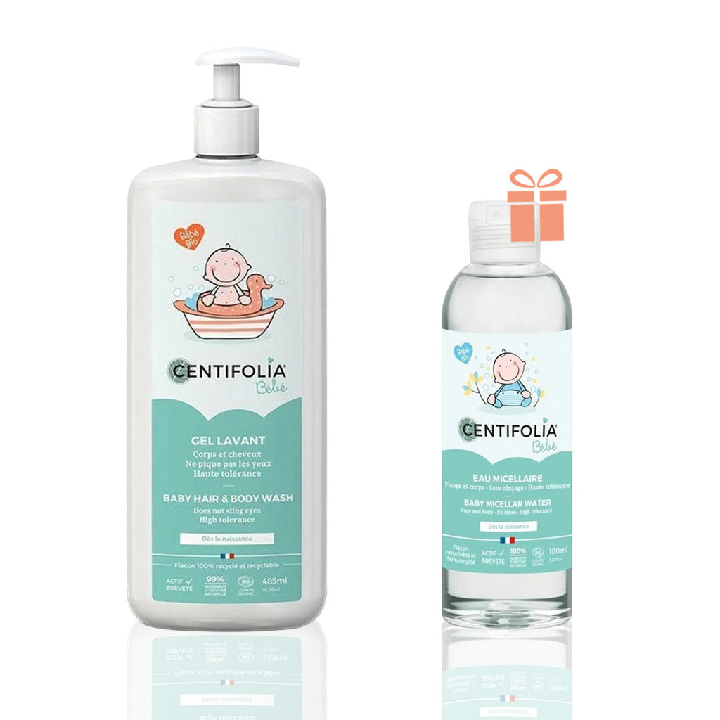 CENTIFOLIA PACK GEL LAVANT CORPS ET CHEVEUX 485ML = EAU MICELLAIRE 100 ML OFFERTE