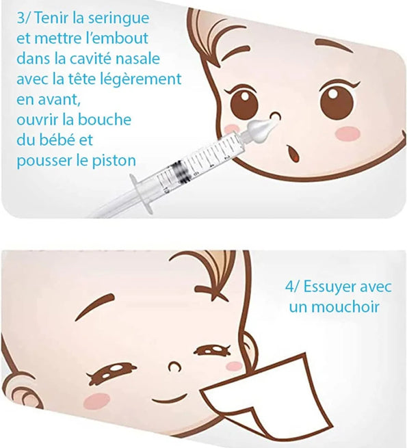 L2N Pharma Lot de 2 Seringues Bébé pour Lavage Nasal à anneaux Colorés