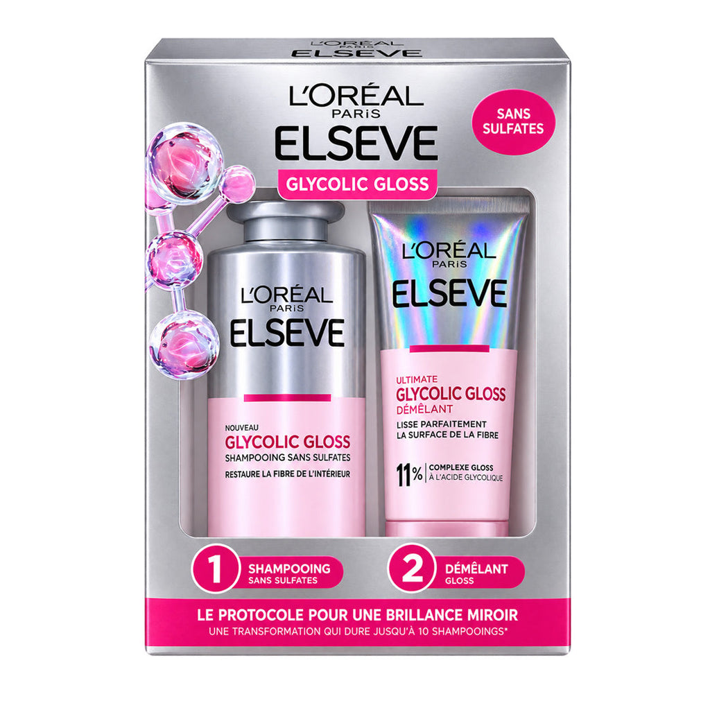 ELSEVE DUO GLYCOLIC GLOSS SANS SULFATE SHAMPOING 200ML + DEMELEANT 150ML