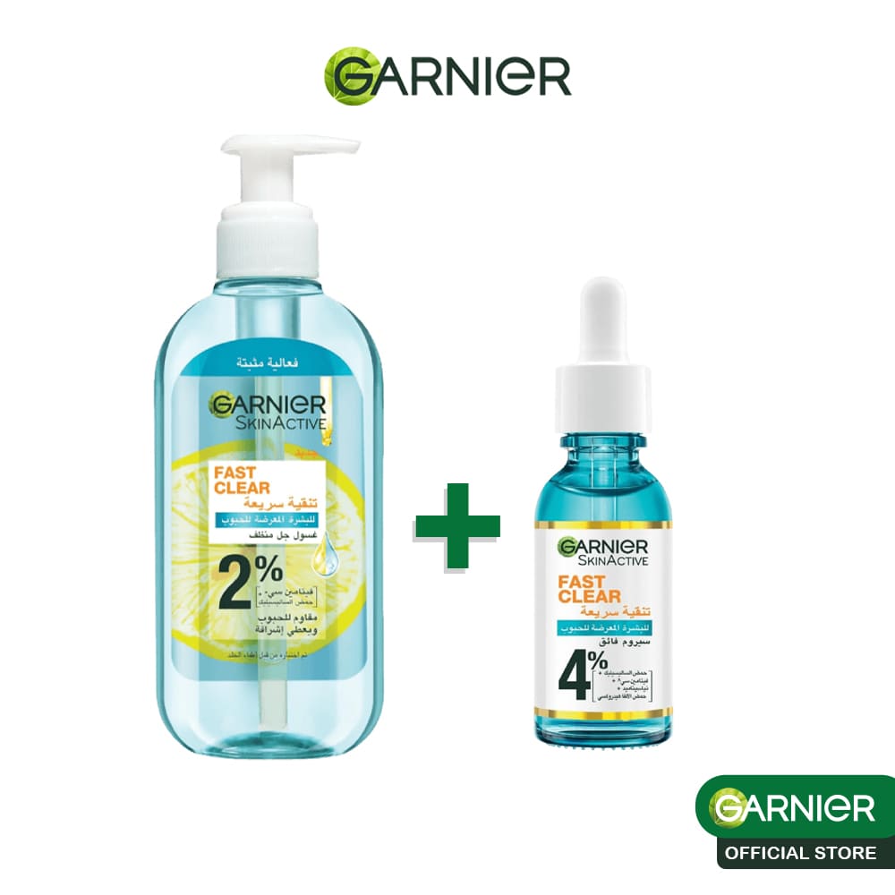 Garnier pack fast clear serum 30ml = gel wash fast clear 200ml