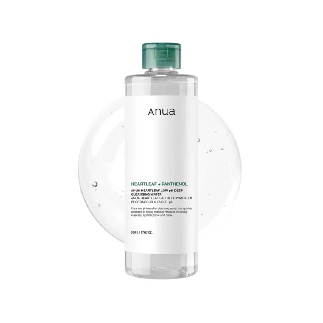 ANUA HEARTLEAF + PANTHENOL LOW PH DEEP CLEANSING WATER PH 500 ML