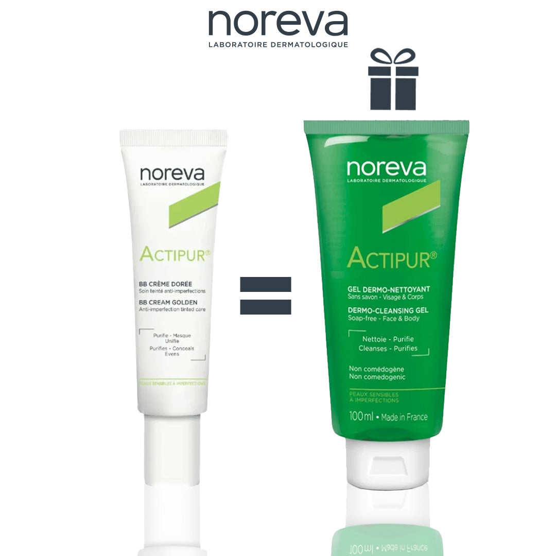 NOREVA ACTIPUR BB CRÈME ANTI IMPERFECTIONS TEINTÉE DORÉE 30ML = GEL DERMO NETTOYANT OFFERT