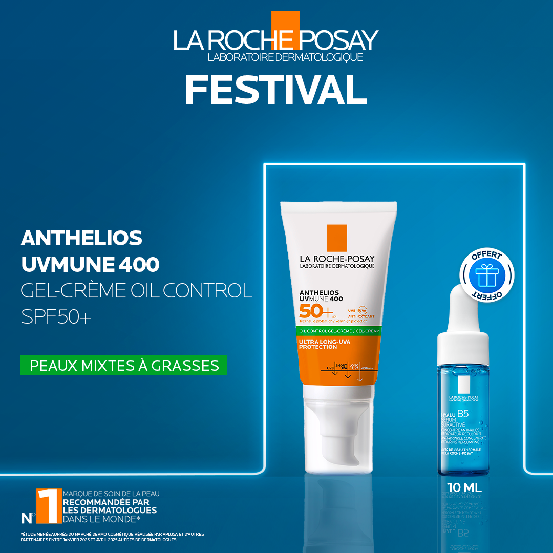 La roche-posay anthelios oil control invisible spf50+ peau m à g 50ml = Mini Hyalu B5 OFFERT