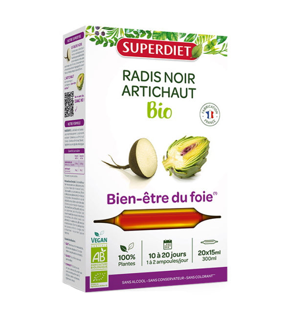 SUPERDIET RADIS NOIR - ARTICHAUT BIO 20 AMPOULES DIGESTION