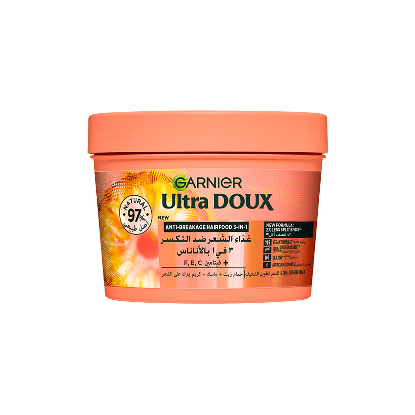 Garnier ultra doux hair food ananas 390ml + vitamines c, e & f