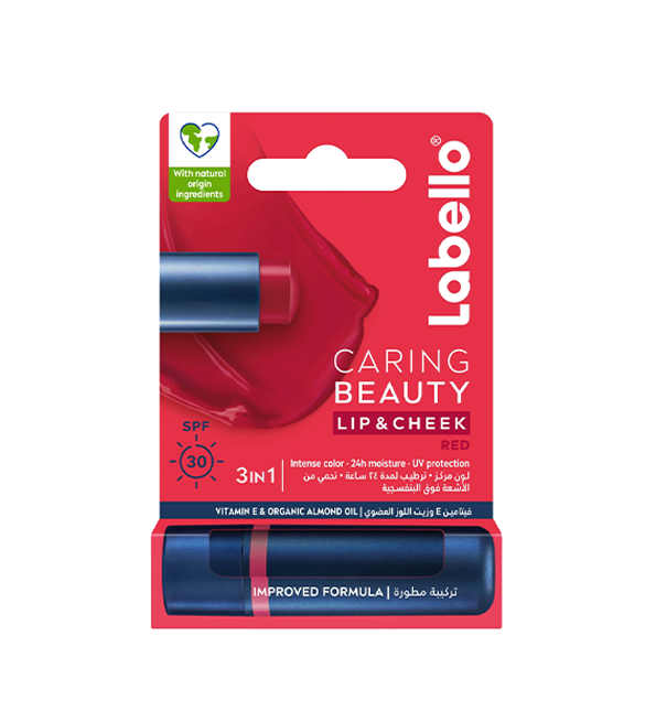 Labello Pack Caring Beauty Lip & Cheek SPF 30 Red 4.8g + Original Stick Lèvres 4,8g