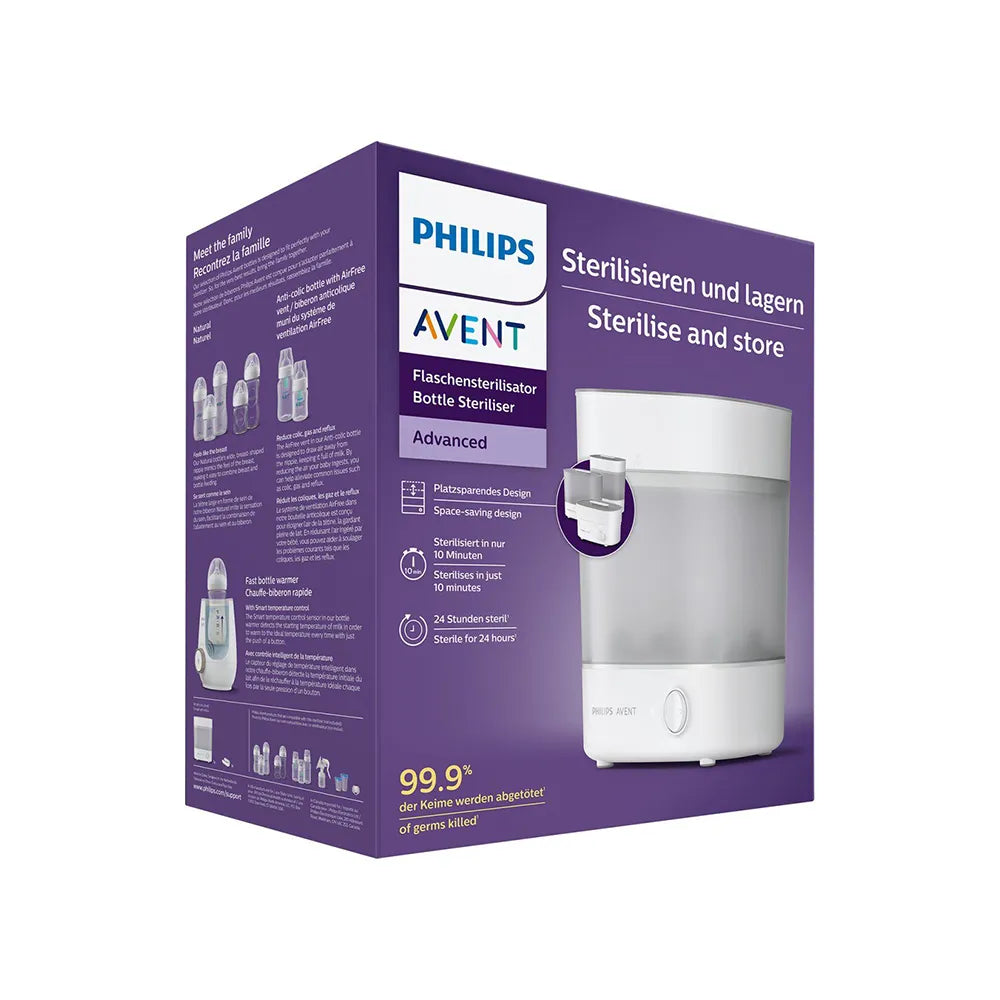 AVENT Stériliser et Conserver Advanced = Biberon Natural Glass 240ml + Sucette Ultra Soft 0-6 Mois Offerts