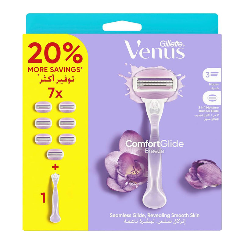 GILLETTE VENUS PACK RASOIR COMFORTGLIDE BREEZE 7 RECHARGES