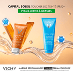 VICHY CAPITAL SOLEIL ÉMULSION TOUCHER SEC SPF50 PEAU SENS MIXTE À GRAS TEINTÉE = APRES-SOLEIL 100ML OFFERTE
