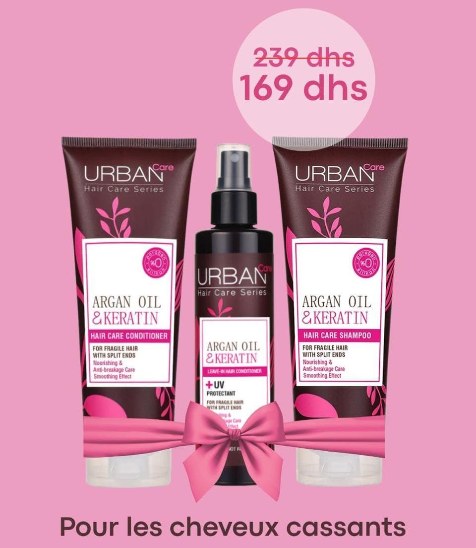 URBAN CARE PACK ARGAN & KÉRATINE SHAMPOOING + APRÈS-SHAMPOOING + LEAVE-IN