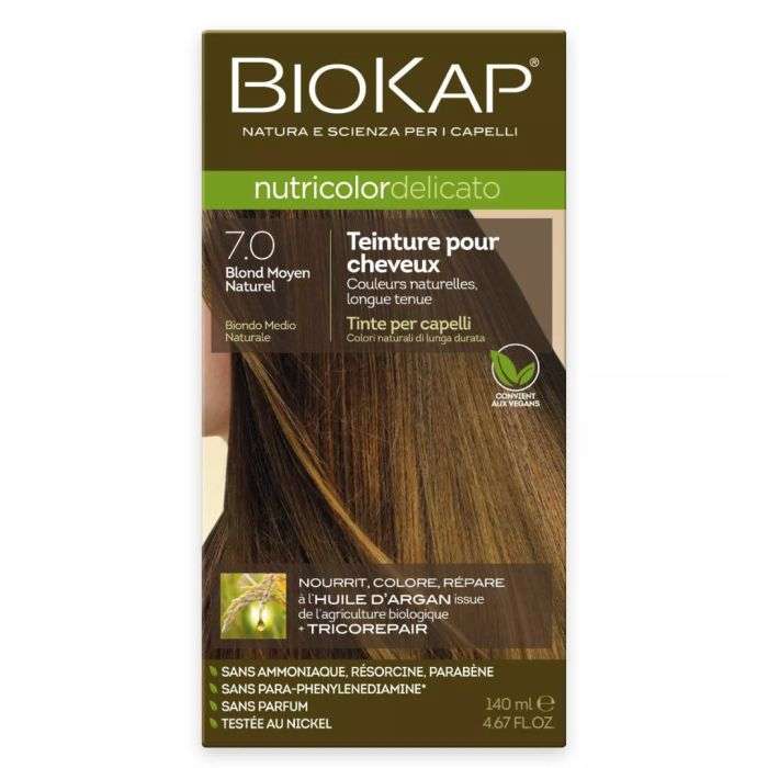 BIOKAP NUTRICOLOR DELICATO TEINTURE 7.0 BLOND MOYEN NATUREL