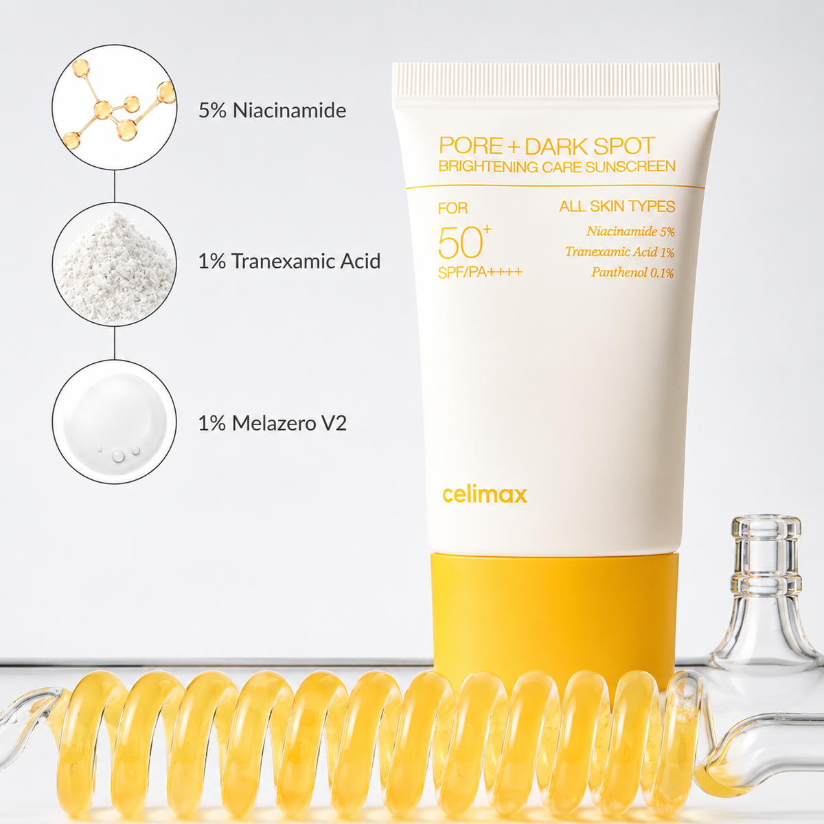 CELIMAX Pore+ Dark Spot Brightening Care Sunscreen SPF50+ PA++++ (50ml) – HiaMagasin Maroc (4)