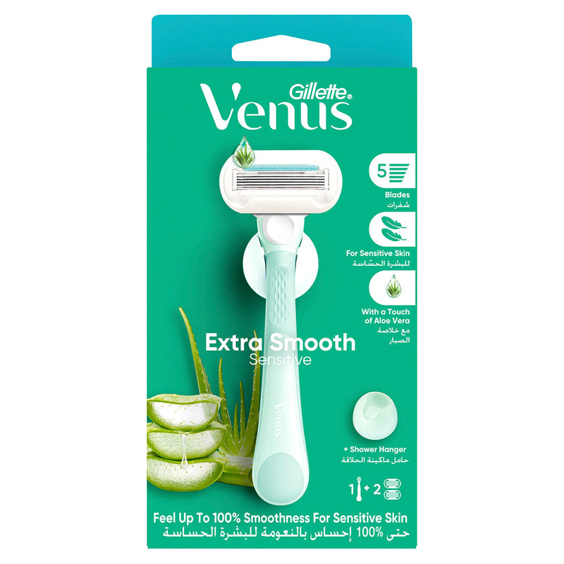 GILLETTE VENUS EXTRA SMOOTH RASOIR 5 LAMES 2 RECHARGES