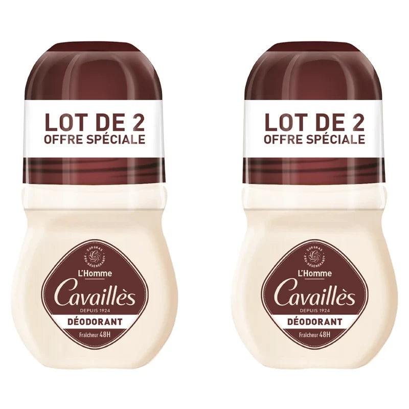 CAVAILLÈS OFFRE SPECIAL LOT DE 2 DEODORANT DERMATO DÉODORANT HOMME 48H ROLL-ON X 2 50ML