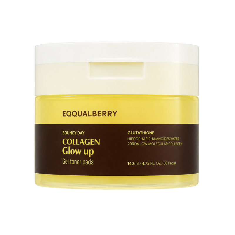 EQQUALBERRY Collagen Glow Up Gel Toner Pads (140ml | 60 Pads) – HiaMagasin Maroc (1)