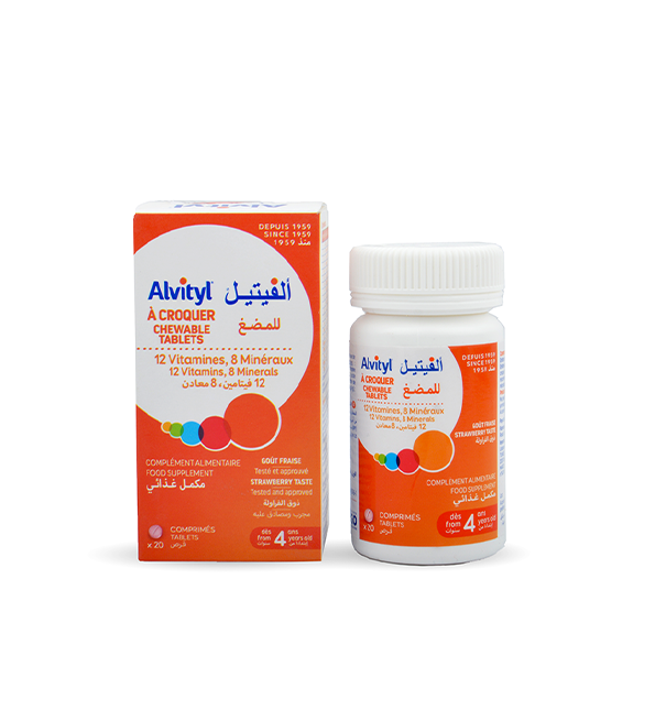 ALVITYL A CROQUER CHEWABLE TABLETS 12 VITAMINES , 8 MINERAUX 20C