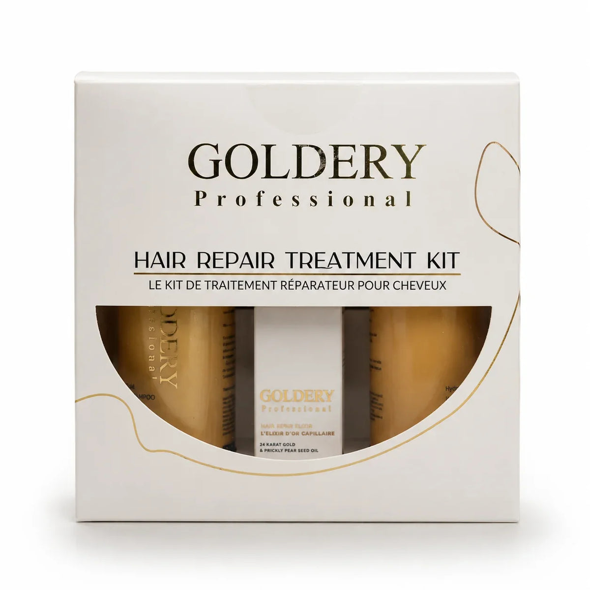 Goldery Professional Kit Hair Repair Treatment Shampooing 250ml + Mask 250ml + Hair Gold Elixir 50ml