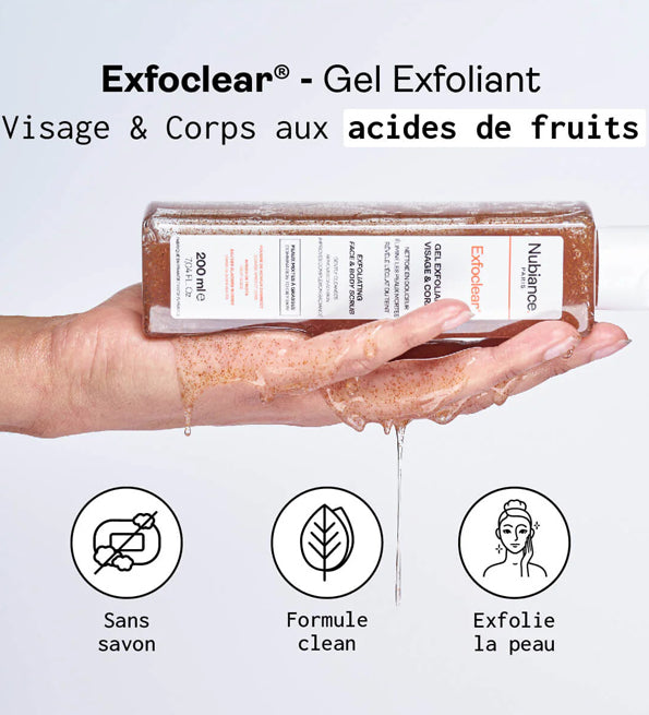 Nubiance Exfoclear Gel Exfoliant Gommage Visage & Corps Aux AHA 200ml