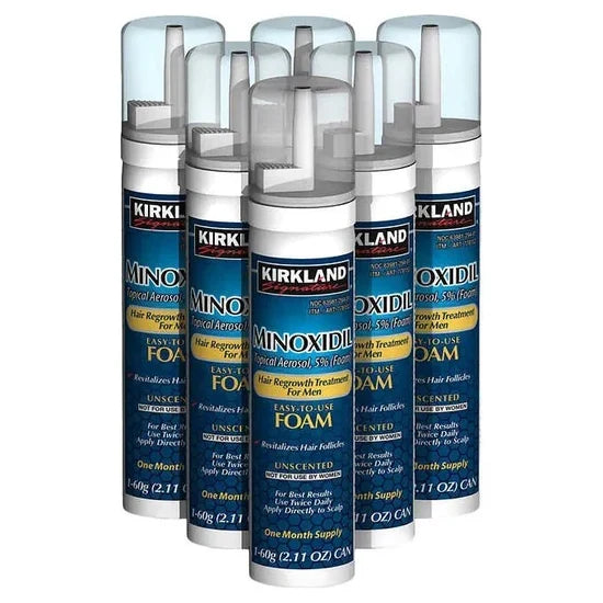 Kirkland Signature Minoxidil 5 % Mousse Homme – Cure 6 Mois, 6 × 60 g