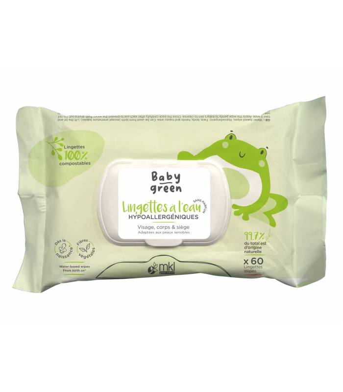 MKL Baby Green Lingettes à l'Eau Bio 60 Lingettes