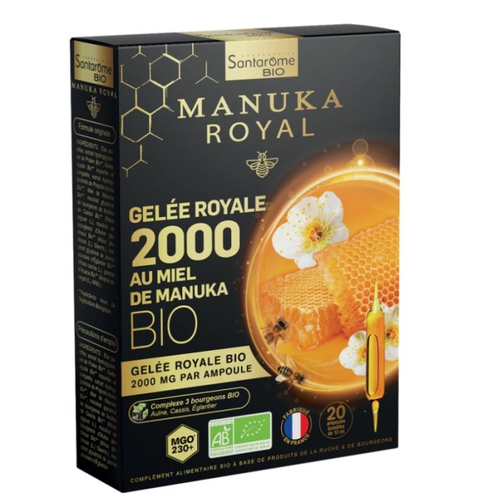 SANTAROME GELÉE ROYALE 2000 AU MIEL DE MANUKA BIO 20 AMPOULES