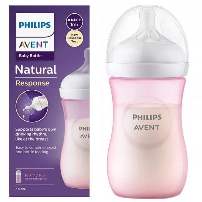AVENT NATURAL RESPONSE BIBERON 1MOIS+ 260ML ROSE -SCY903/11