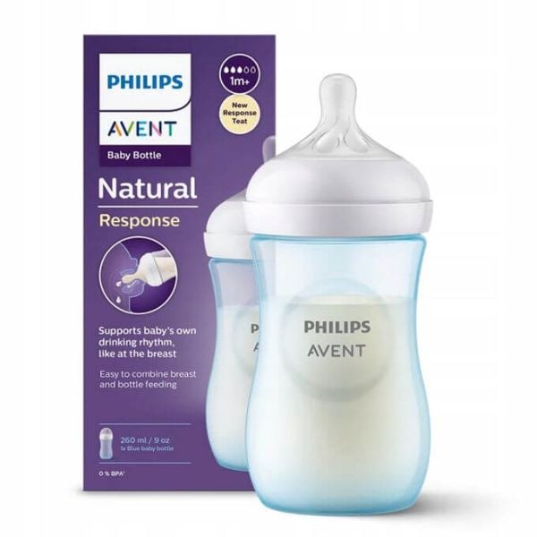 AVENT BIBERON NATURAL 3.0 AVEC TETINE NATURAL 1M+ 260 ML BLEU SCY903/21