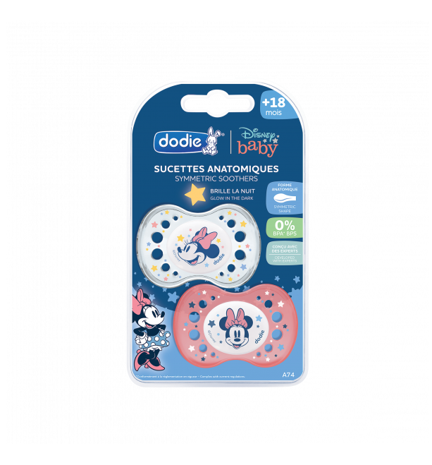 DODIE SUCETTE A74 +18M DUO NUIT DISNEY BABY MINNIE SILICONE