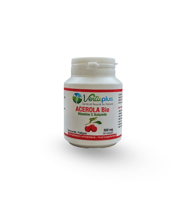 VERTU PLUS ACEROLA BIO VITAMINE C NATURELLE 500 MG 60 GÉLULES